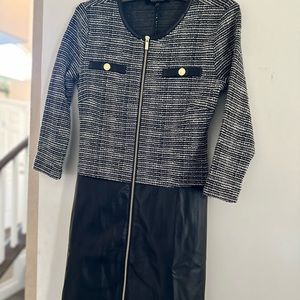 Under the Knee black dress with gold buttons details lack social dress